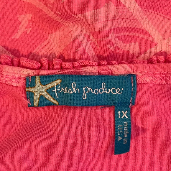 Fresh Produce Pink Ruffle Trim Floral Top, Size 1X - Picture 5 of 7